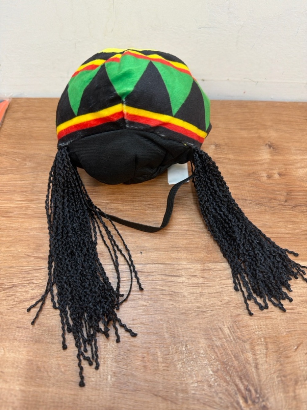 Rasta-Style Dog Hat with Braided Fringe - Black/Green/Red/Yellow - Picture 2 of 4